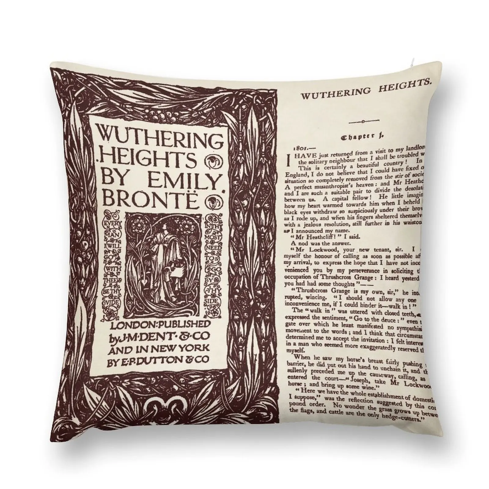 

Wuthering Heights Pages - London Published Edition Throw Pillow Decorative pillow case luxury home accessories pillow