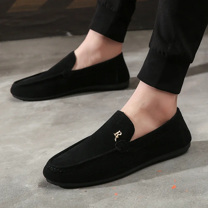 2023 Shoes for Men Soft Comfortable Black  Mens Loafers Brand Fashion Slip-On Flats Sneakers Moccasin Driving Casual Shoes