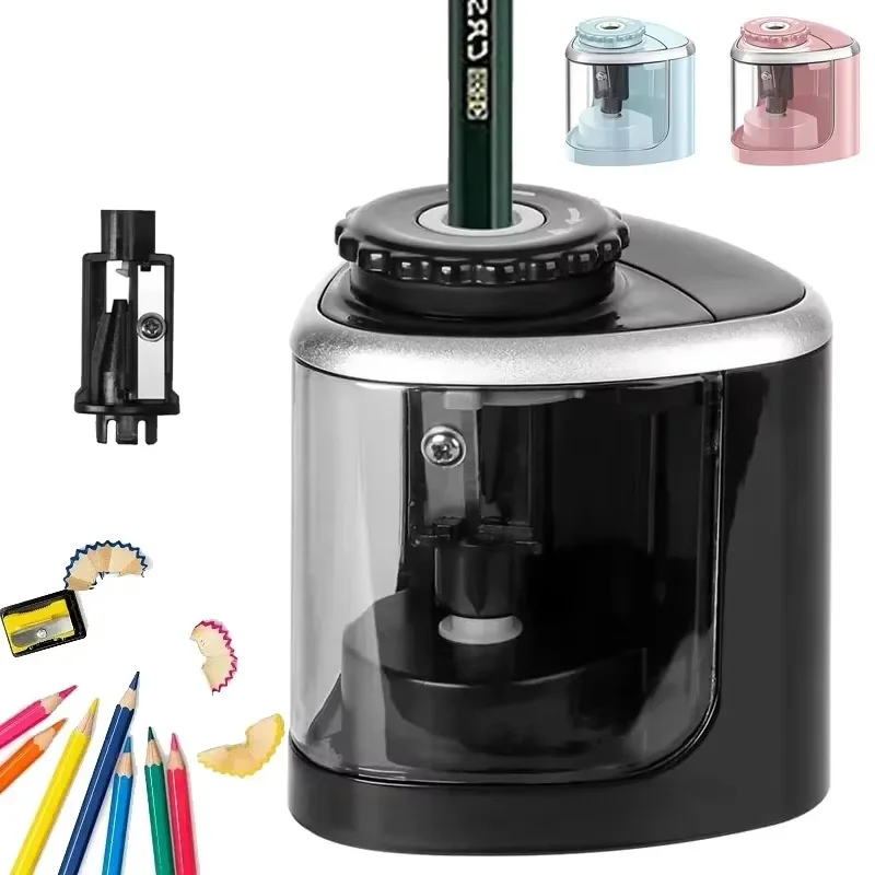 Sacapuntas automático, sacapuntas eléctrico portátil, sacapuntas para lápices de colores, suministros de papelería escolar para estudiantes
