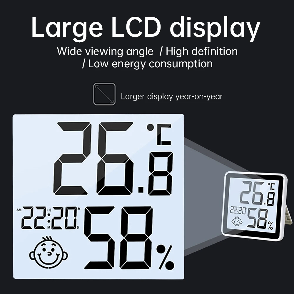 ميزان حرارة رقمي LCD عالي الدقة ، مقياس رطوبة الغرفة الداخلية ، درجة الحرارة الإلكترونية ، مستشعر الرطوبة ، مقياس محطة الطقس