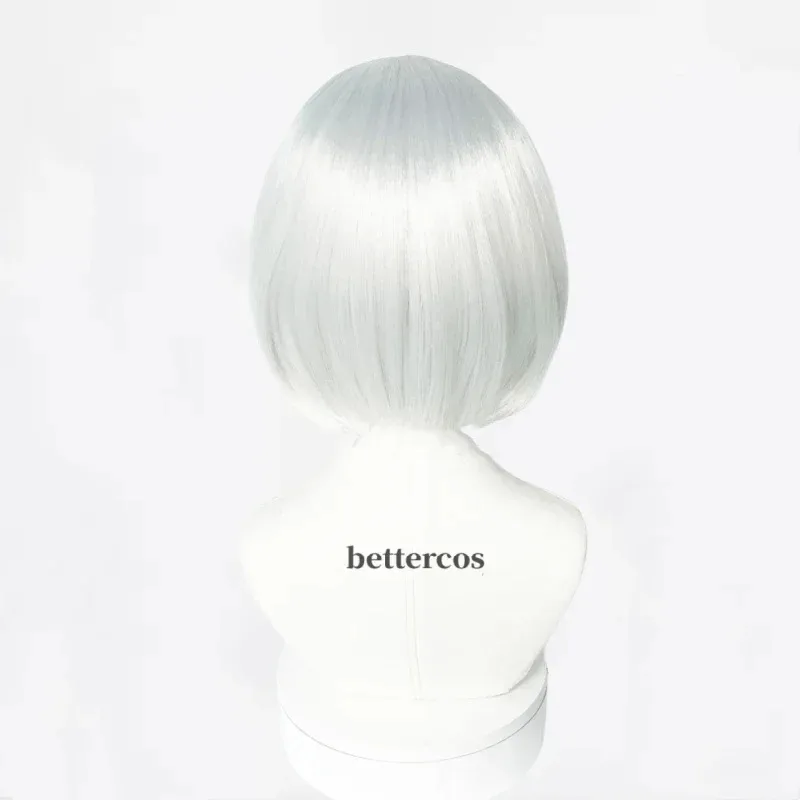High Quality NieR:Automata YoRHa No. 2 Type B 2B YoRHa No.9 Type S 9S Cosplay Wig Short Silver White Hair Party Wigs  Wig Cap