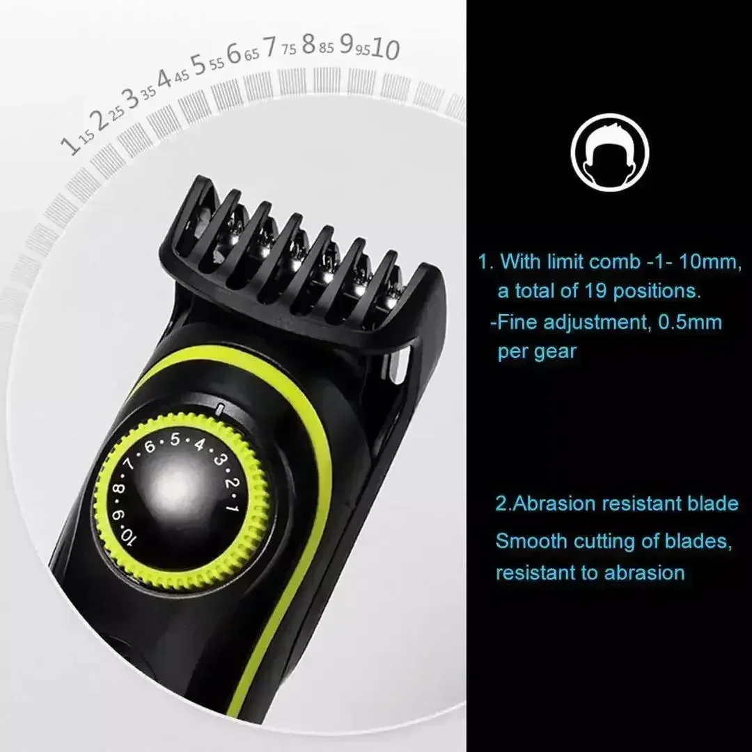 Kemei Haarschneider, professioneller elektrischer Nasentrimmer, wiederaufladbarer Rasierer, 6-in-1, multifunktionaler LED-Haarschneider für Männer, KM-696 – Detail 2