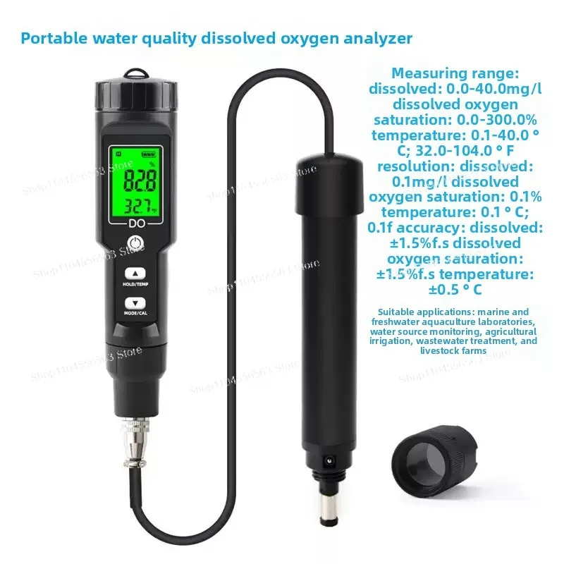 DO9100 Digital Dissolved Oxygen Meter - 0.0-40.0 Mg/L Range, Waterproof & ATC Function, 0.0-300.0% DO Tester for Water Quality