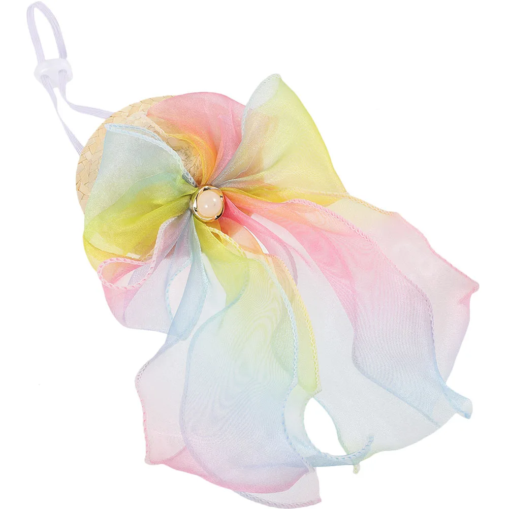 

Pet Straw Hat Summer Delicate Handmade Woven Puppy Hat Party Dog Dress Up Decorative Cute Bowknot Pet Accessory