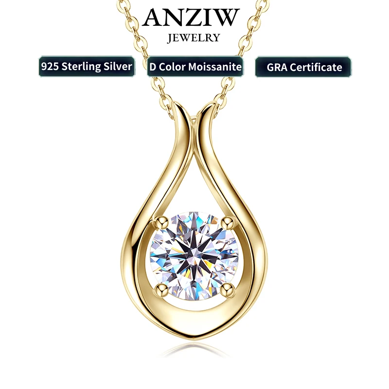 

2025 2CT 8mm D Color Moissanite Necklace Teardrop Pendant 925 Silver Chain Original Jewelry with GRA Certificate for Women Gift