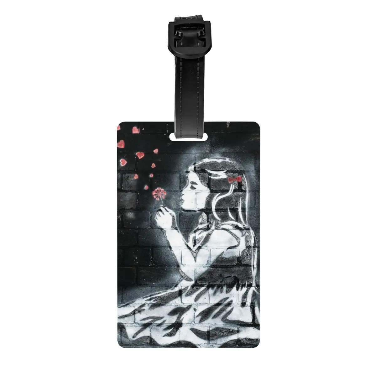 Custom Girl Blowing Hearts By Banksy Luggage Tags Custom Street Graffiti Pop Art Baggage Tags Privacy Cover Name ID Card