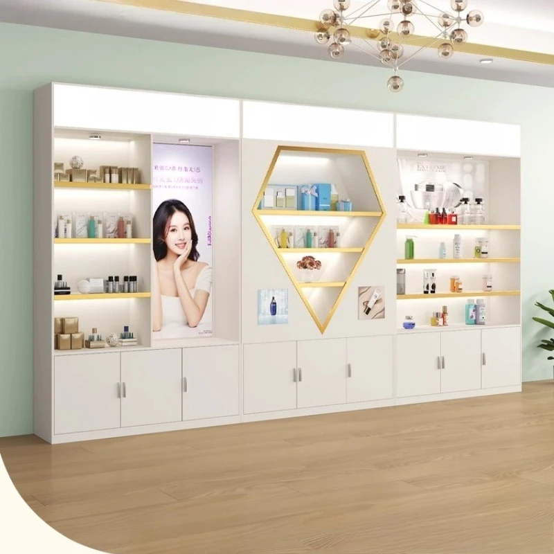 Nordic Creative Nail Art Display Cabinet Modern Storage and Organizing Display Cabinet Beauty Salon Shelf Office Furniture FYMC