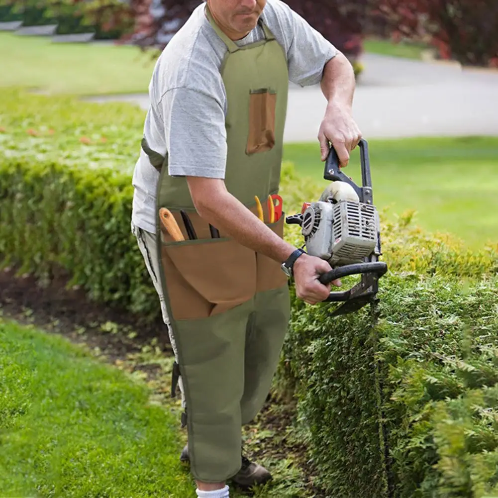 Garden Apron Multiple Pockets Stain Resistance Adjustable Straps Outdoor Split Leg Gardening Leggings Apron Courtyard Use