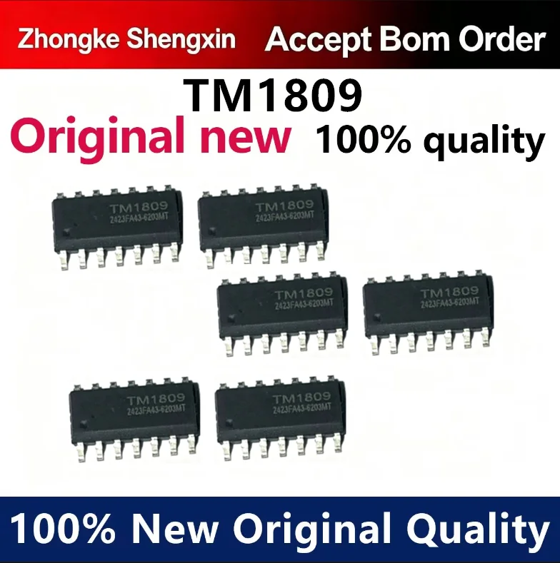 （5pcs-100pcs）Brand new original TM1809 package SOP-14 color light 9-channel LED driver control IC chip