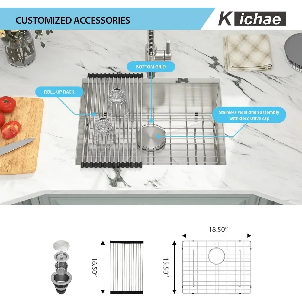 الفولاذ المقاوم للصدأ 21 بوصة Undermount وعاء واحد المطبخ بار بالوعة الحديثة يدويا كونترتوب الرطب بار بالوعة #6