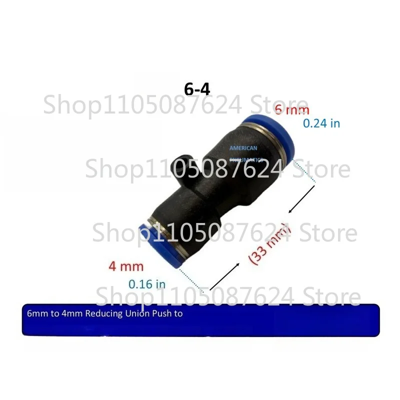 YYY  20 Pcs  For QS 6-4 6mm to 4mm Reducing Union Push to Connect Air Line Fitting