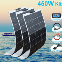 flexible solar panel kit complete 450w 300w 150w 200w 100w 12v battery charger system for home camper car boat RV travel balcony