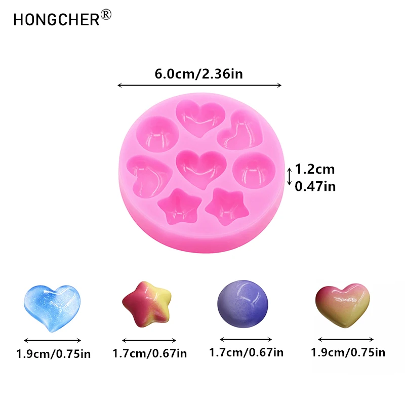 Mini Heart-Shaped Five-Pointed Star and Semi-Circular Ball Silicone Moulds for DIY Resin Jewellery and Chocolate Moulds view 2