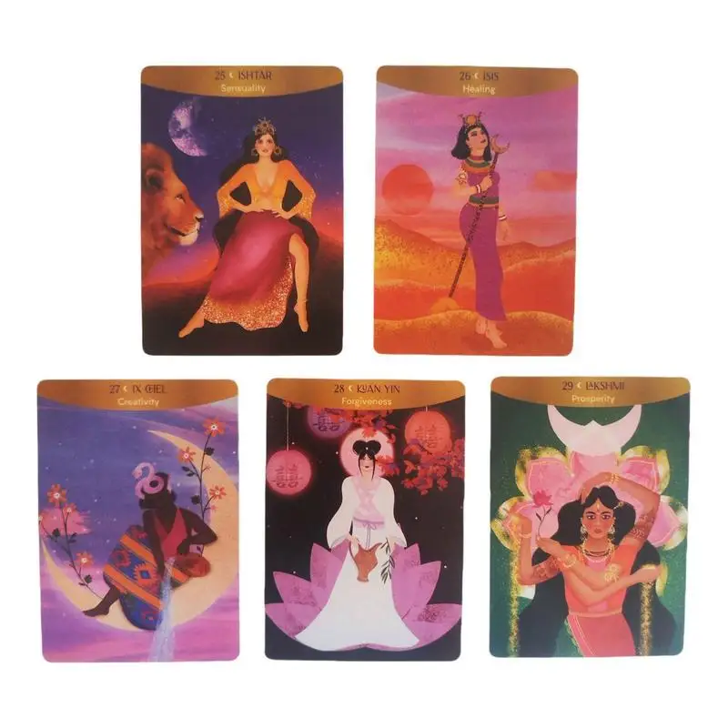 36Pcs Moon Goddess Oracle Fortune Telling Card Game Fun Mystical Tarot Card Mysterious Divination Deck Oracle Card Party Game