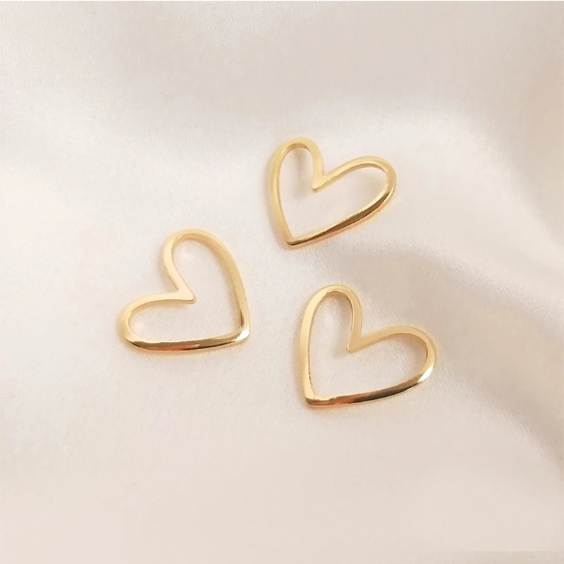 13x11mm 14K Gold Plated Heart Frame Necklace Charm Pendants For DIY Jewelry Making Supply