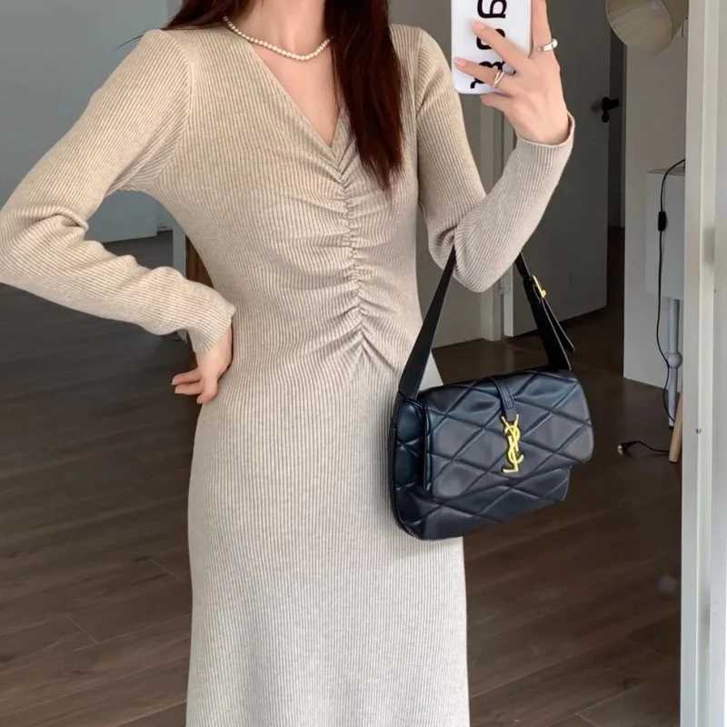 

Knee Length Pullovers Blue Sweaters Jumpers Women Moon Print Bubble-Sleeve Autumn Collegiate Ladies Warm Glam Crochet Multicolor