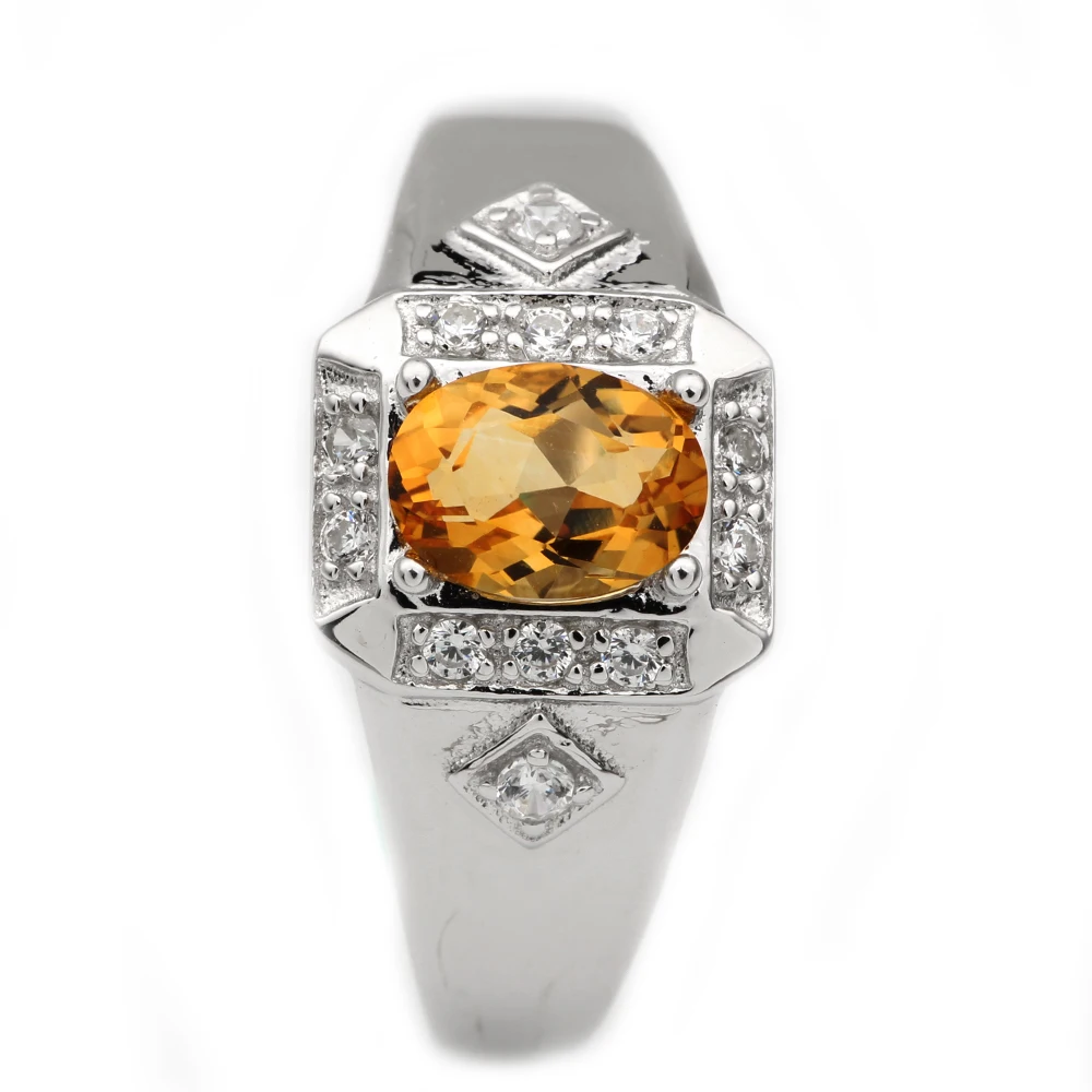 

Natural Yellow Citrine Ring 925 Sterling Silver 6x8mm 1.5ct Oval Genuine Gemstone November Birthstone Jewelry R117GCNW