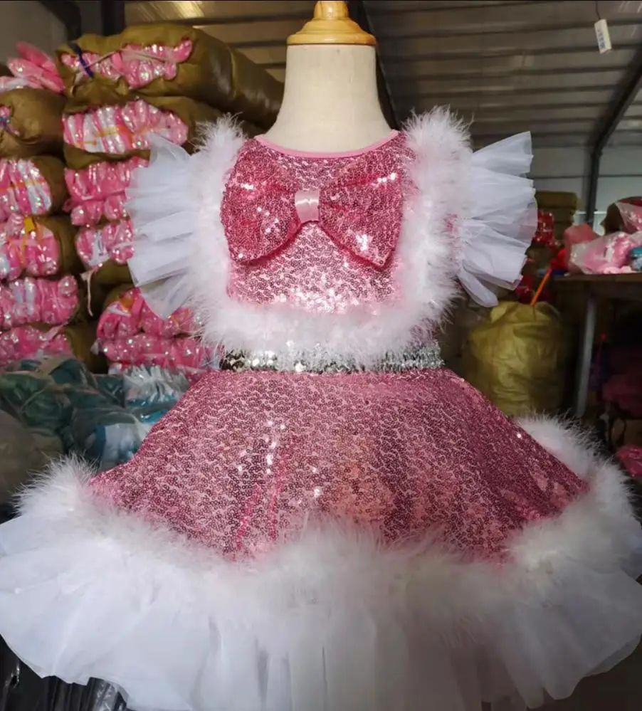 2024 moderne Kinder Tanz kostüme für Kinder Pailletten Tanz kleid für Mädchen Salsa Tanz kleid für Mädchen Tanz kleidung Party kleider