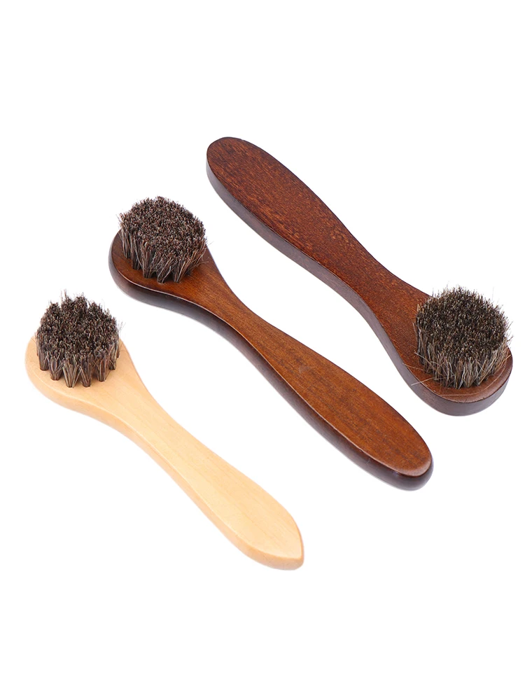 1 brosse à chaussures durable avec long manche en bois et poils de cheval pour le nettoyage et l'élimination de la poussière