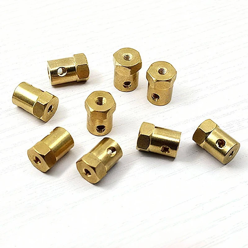 2PCS 3/4/5/6/7/8mm Inner Hole Diameter 18mm Length Brass Hex Coupler Drive Shaft Coupling RC Car Tire Connector DIY Accessories