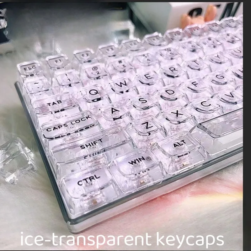 Ice Crystal Keycap Transparent High Transparency PC Material Cbsa Customized Complete Set For DIY 87/104/108 Mechanical Keyboard