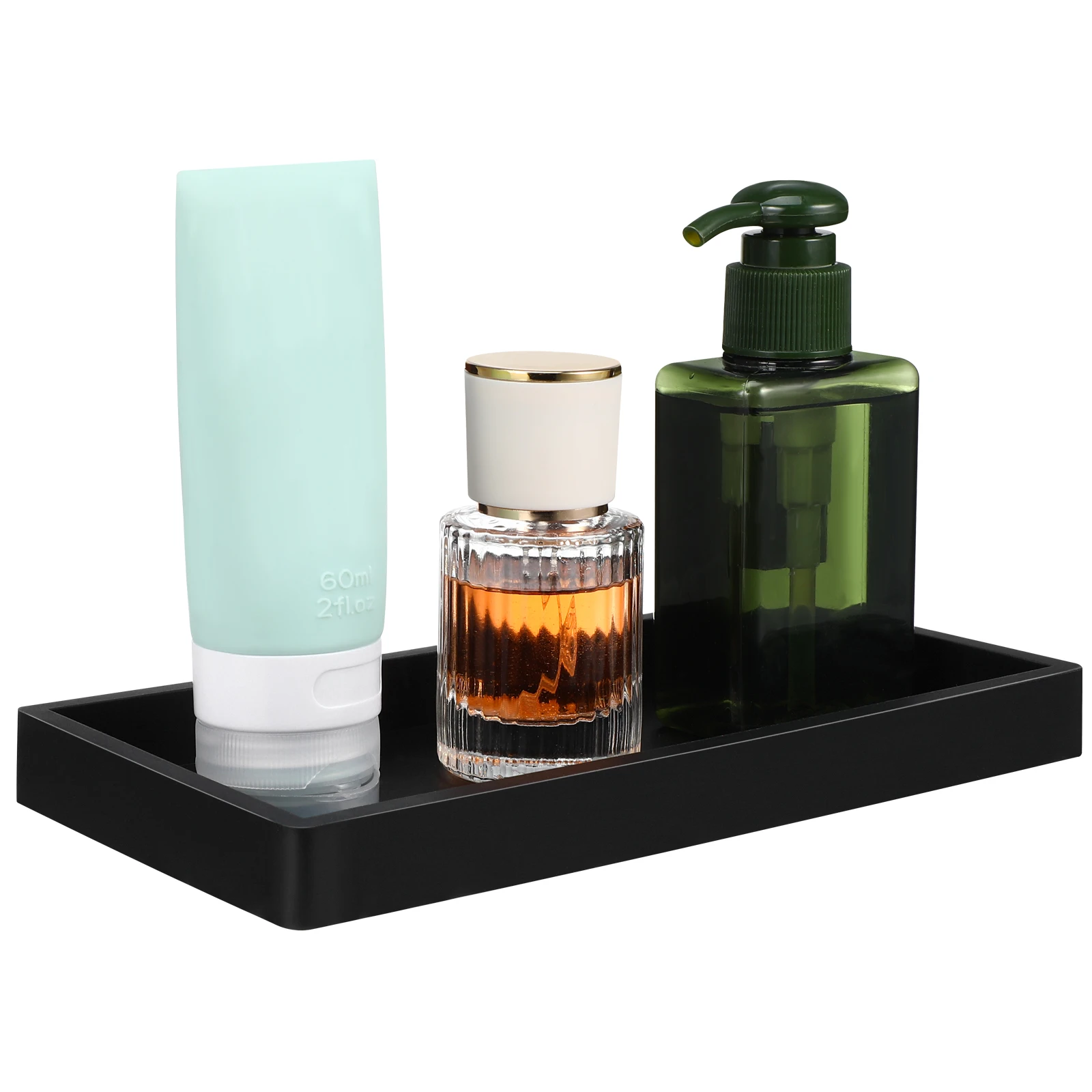 

Small 10x20 Black Silicone Bathroom Vanity Tray Rectangular Storage Plate for Cosmetics Jewelry Hotel Home Countertop Toothbrush