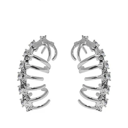 New Y2K Vintage Fashion Elegant Punk Elf long ear clip Crystal Rhinestone Design Cool Ear Cuff Wrap Stud Clip Earring