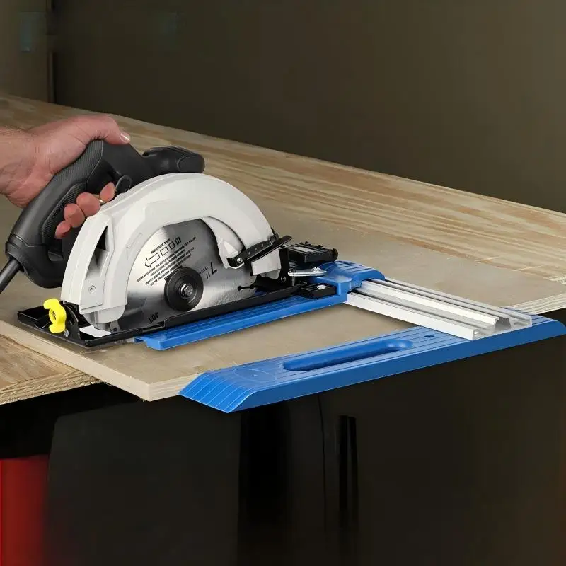 Manual electric circular saw cutter with slide rail for fixed cutting and sliding support for fixed