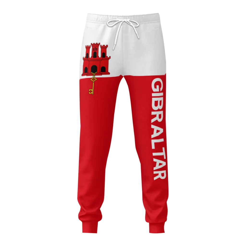 Mens Sweatpants Gibraltar Flag Pants with Pockets Joggers Soccer Football Multifunction Sports Sweat With Drawstring