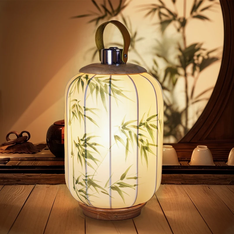 Rechargeable hand-painted living room study bedroom bedside lamp table lamp outdoor camping