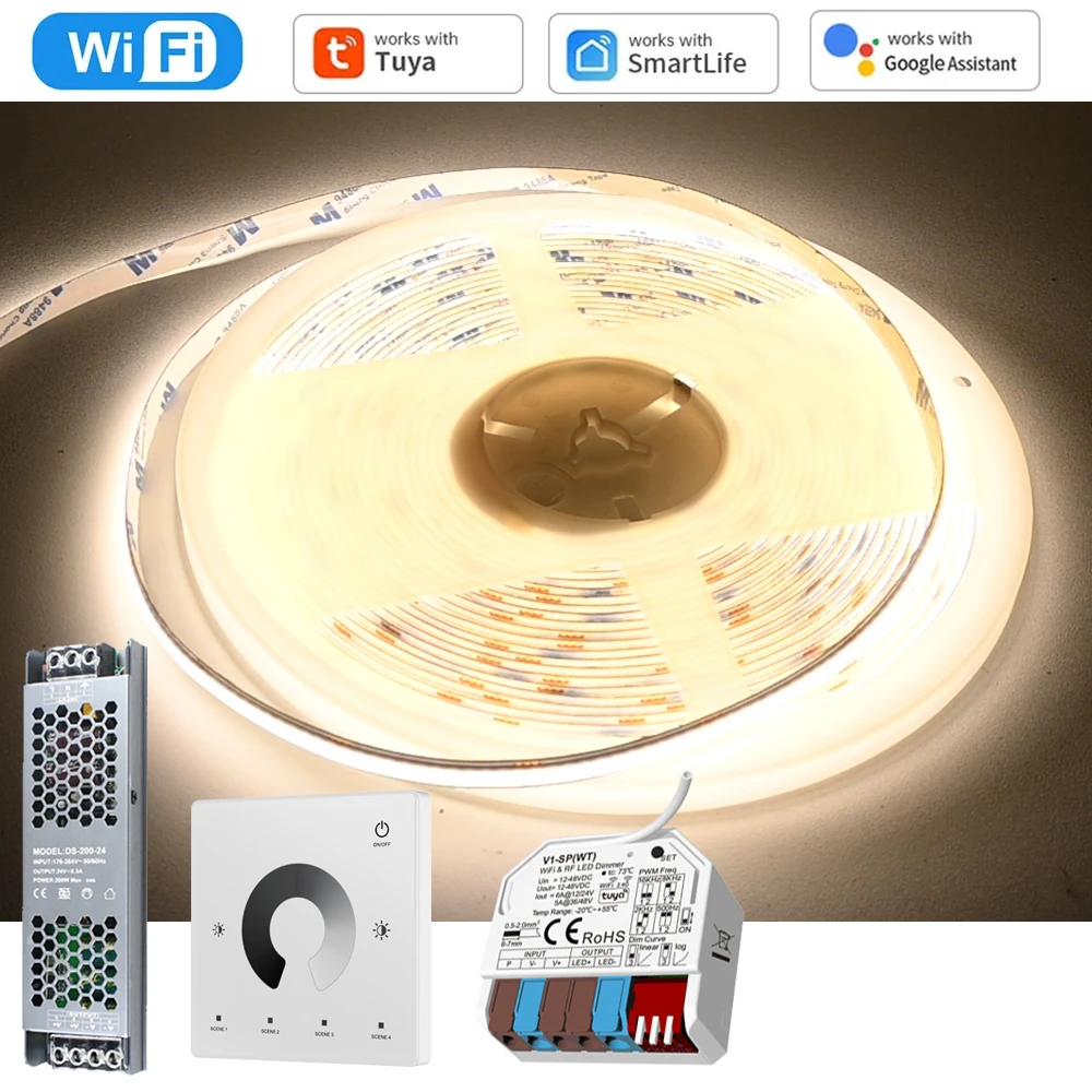 10m-20m-tuya-wifi-cob-led-strip-24v-dimmable-flexible-room-light-no-point-warm-natural-white-rf-touch-remote-for-alexa-google