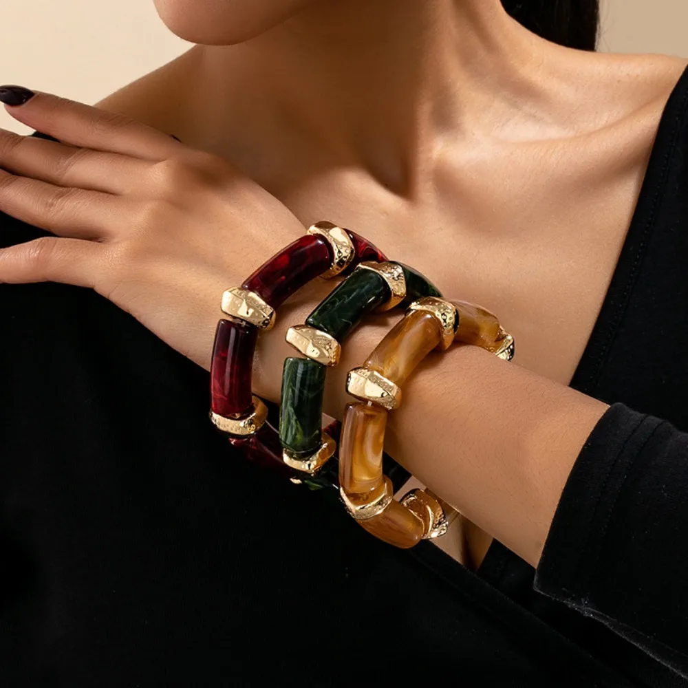 Acrylic Mosaic Bracelet for Women Simple Fashion Hand Jewelry Hot Sale Party Gift 2026 New Style