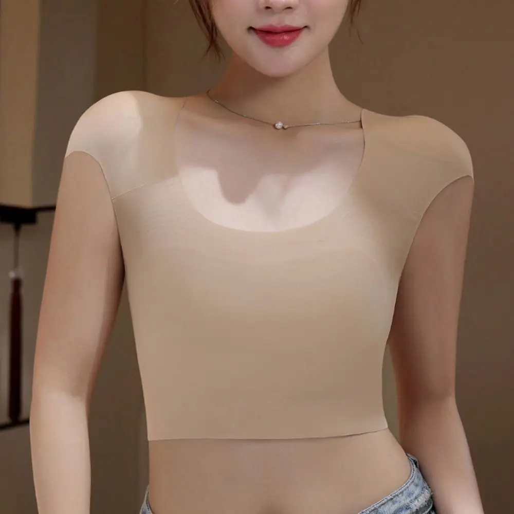 Elastic Seamless Right-angle Shoulder Bra Invisible Chest Binder Wireless Bra Lingerie Bustier Underwear for Women Body Shaping