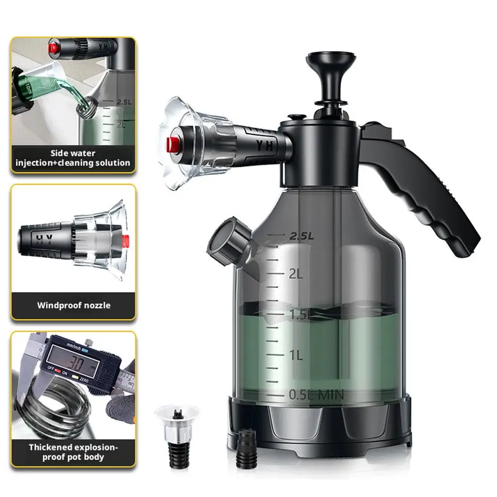 Hand Pump Foam Sprayer with 3 Types of Nozzle Hand Pneumatic Foam Cannon Snow Foam Car Wash Spray Bottle Car Window Cleaning