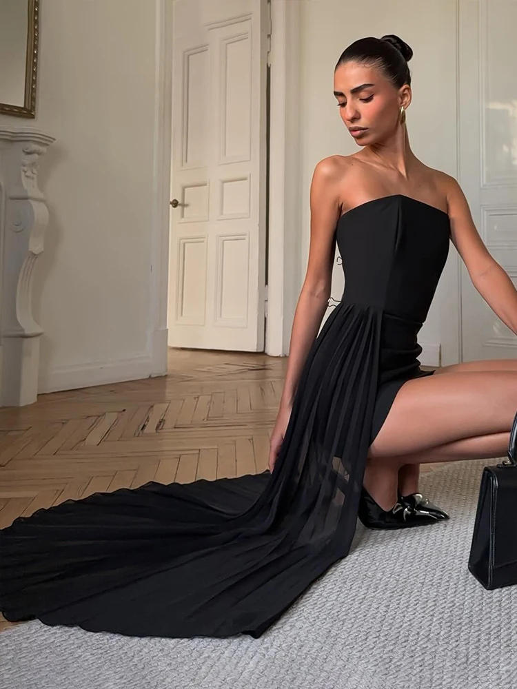 

Sisterlinda нерегулярное платье без бретелек женское элегантное сетчатое лоскутное офисное платье для поездок на работу классическое платье для дня рождения тонкое персиковое облегающее бедра