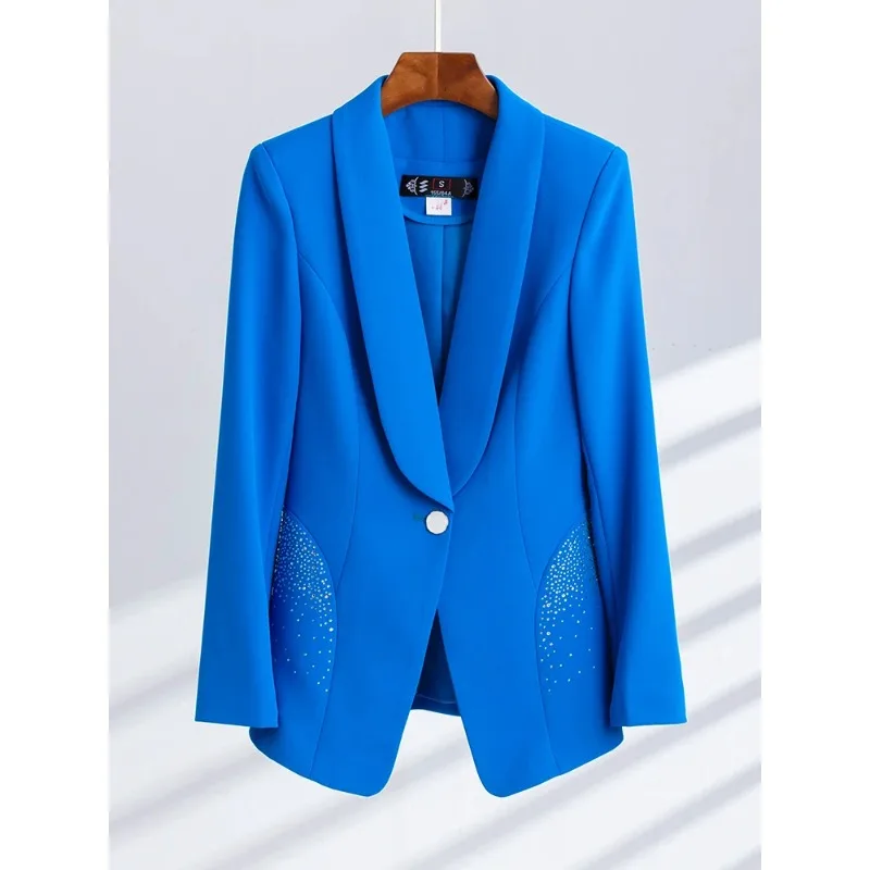 Spring Royal Blue Women Suit Blazer Office Ladies Female Business Work Wear Long Sleeve Formal Jacket Coat