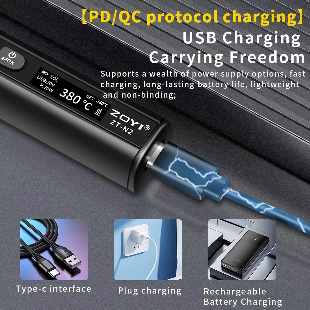 ZOYI ZT-n1 96W Smart Soldering Iron Constant Temperature Welding Pen Electrician Portable High Power Welding Tool for Repair