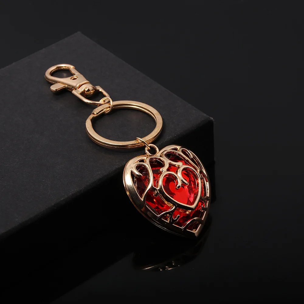 لعبة زيلدا المملكة الدموع المفاتيح الأحمر الياقوت القلب قلادة Keyrings تأثيري لعبة الدعائم للرجال النساء مجوهرات اكسسوارات هدايا #4