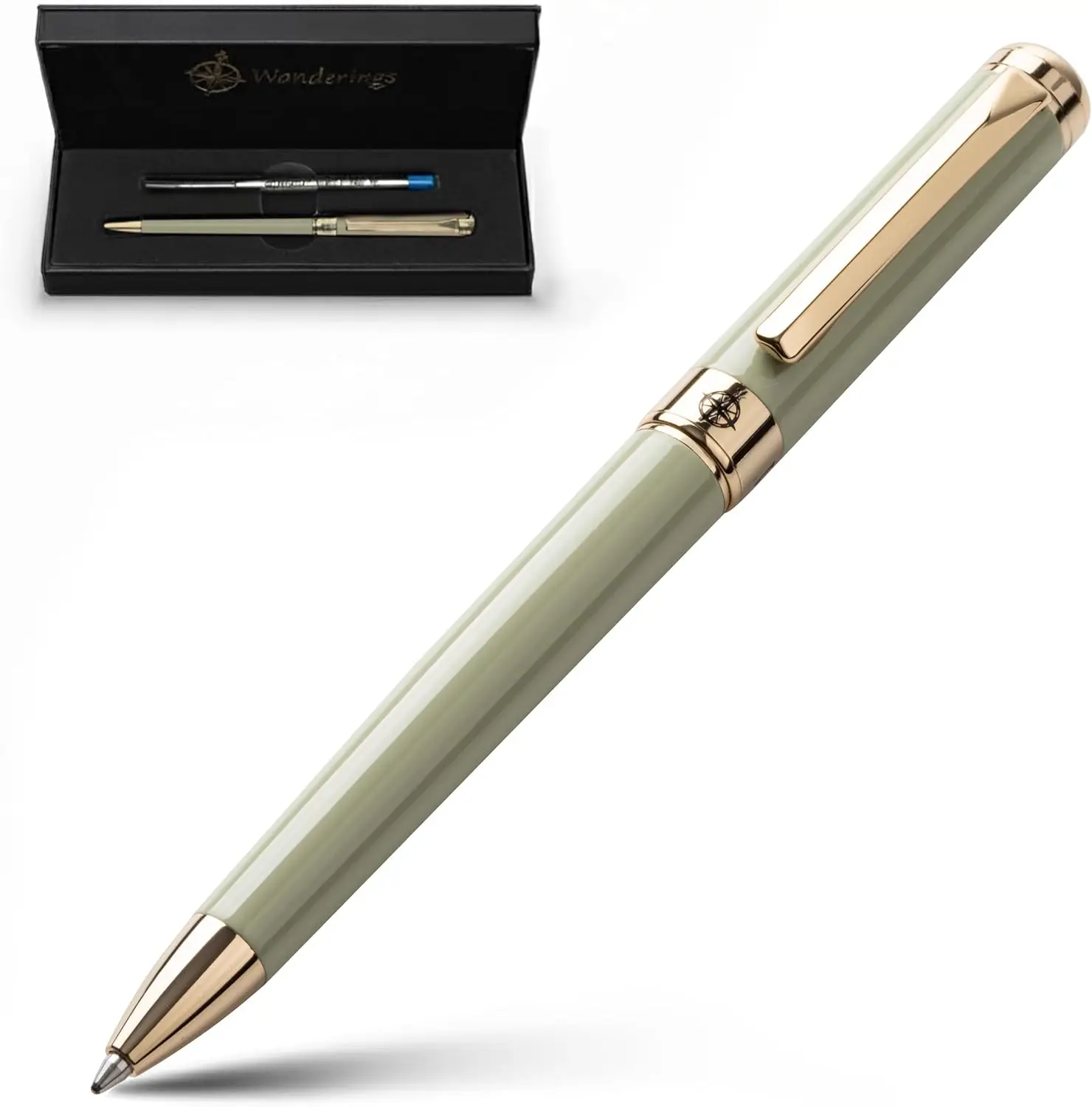 

Premium Ballpoint Pen with German Ink, Balanced Writing, 24K Gold Plated Green Soft Sage, Includes Refill in Gift Case