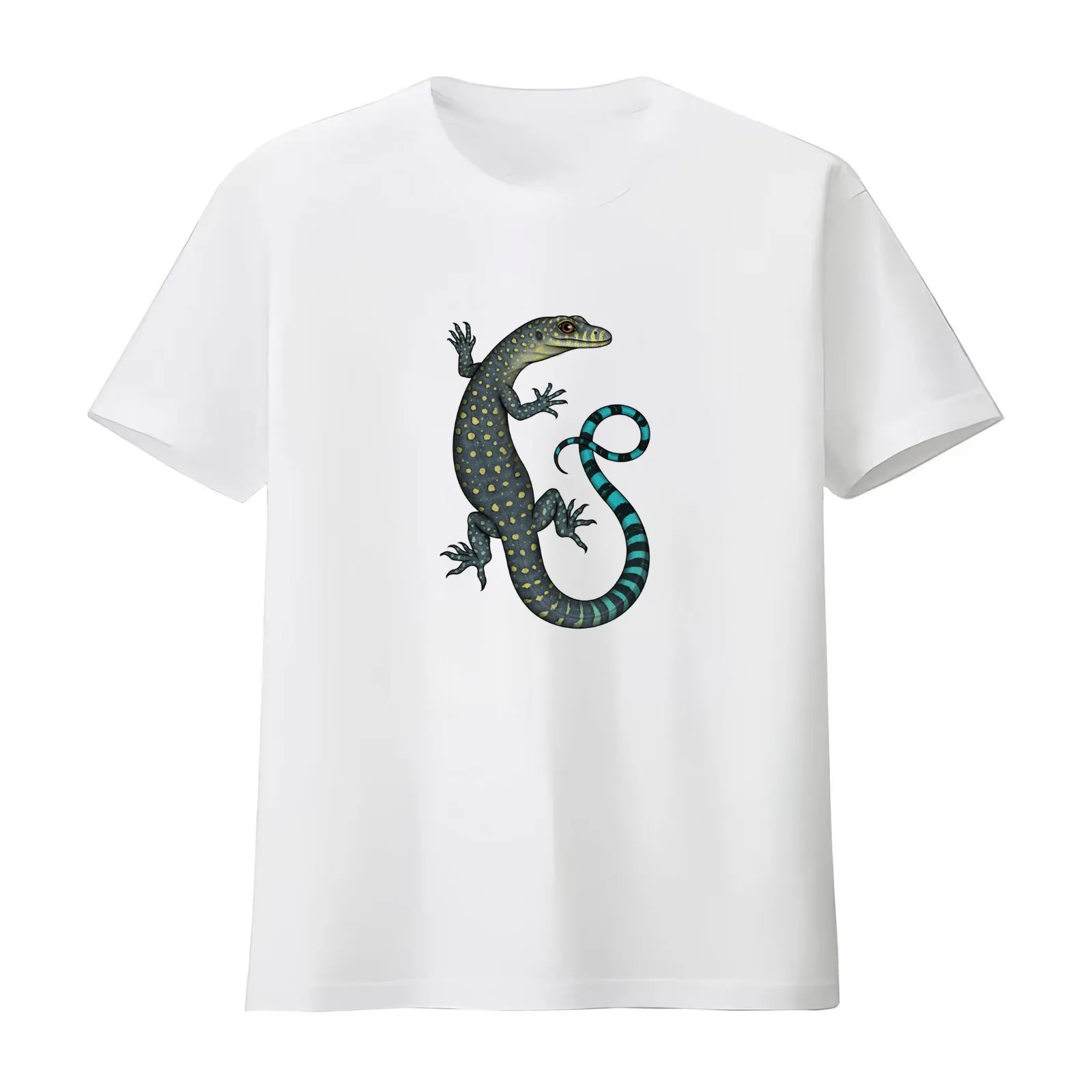 Blue-tailed Monitor T-Shirt Summer Casual Cotton Tee Oversized Streetwear Tops Vintage Graphic Print Loose Fit Short Sleeve