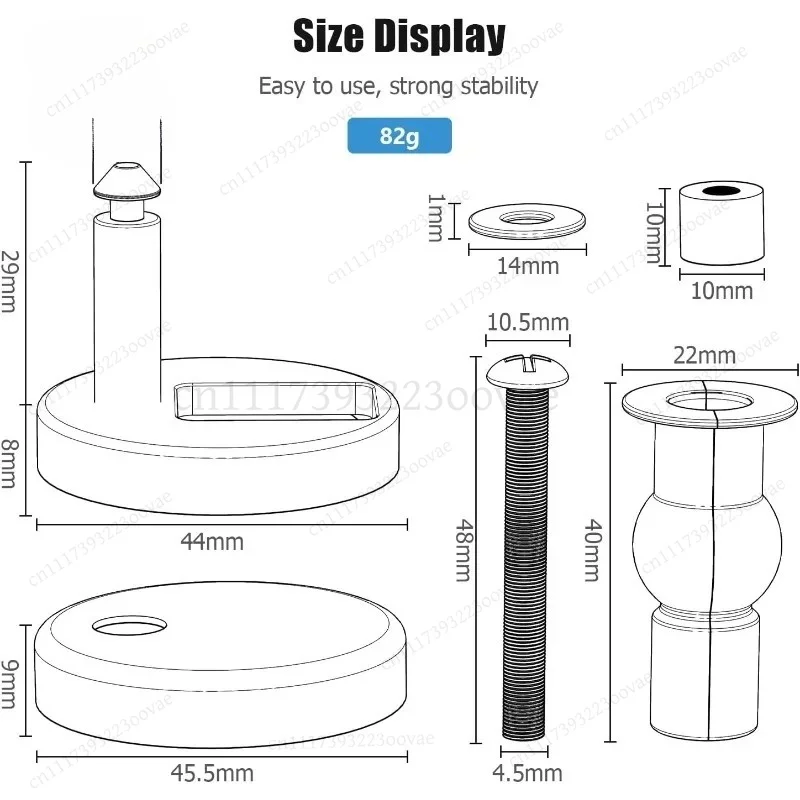 Df 2 Pack Quick Release Toilet Seat Hinge Fittings for Blind Holes, Universal Replacement Parts