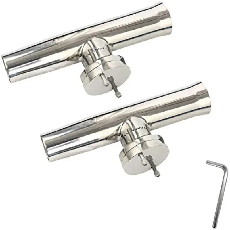 

(2x) Stainless Tournament Style Clamp on Fishing Rod Holder for Rails 1-1/4" to 2"