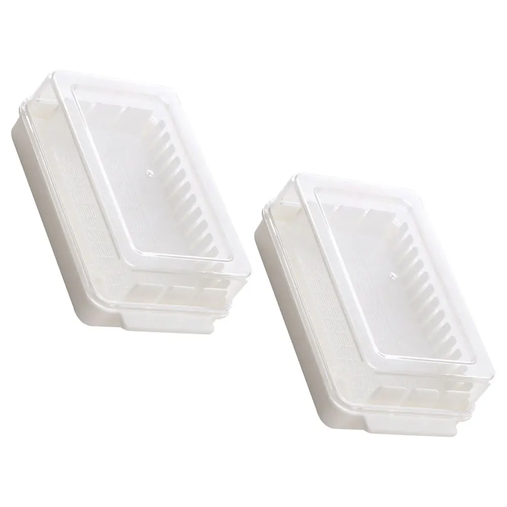 

2pcs Butter Container with Lid Premium Serving Plate for Cheese Sliced Vegetables Freezer Fresh Transparent Easy Clean Long