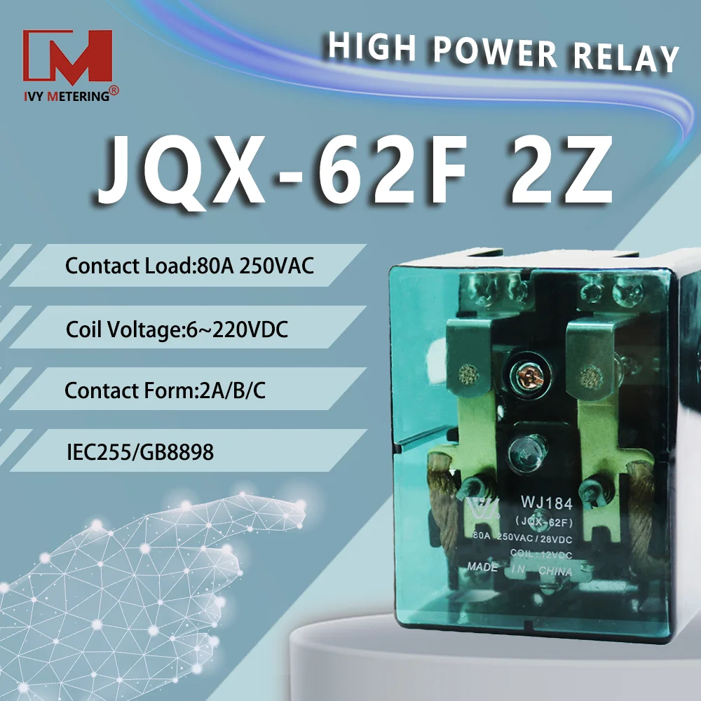 

JQX-62F dpdt relay 12v 24v 60A 80A 100A High Power relay universal Relay Electronmagnetic Relay with UL certification WJ184-2C