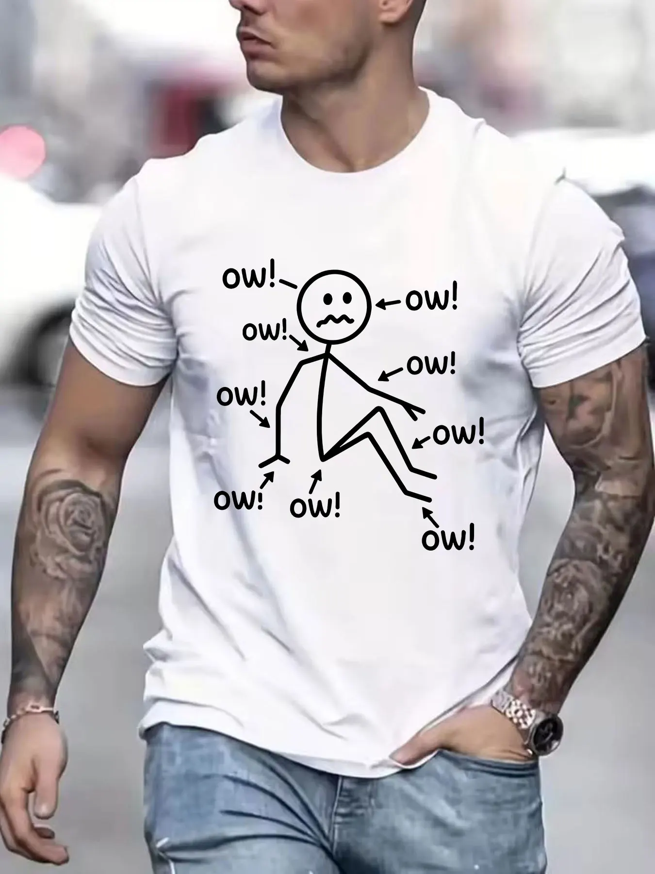 Ow T-Shirt Funny Chronic Pain Awareness Graphic Printed Women Short Sleeve Round Neck T Shirts Casual Summer Clothing