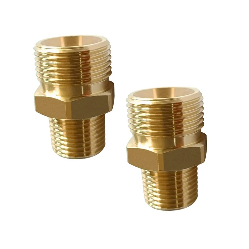 2PCS Brass Washer Adapter High Pressure Washer Adapter M22-14Mm External Thread X 3/8Inch NPT External Thread