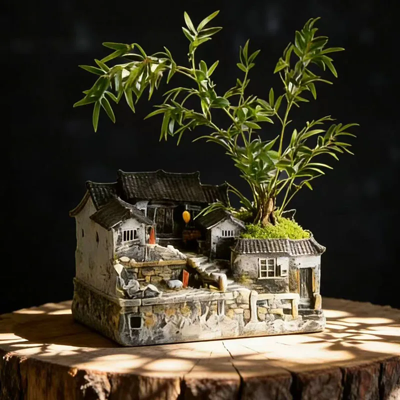 Mikro-Landschafts-Dekoration, Retro und nostalgisches Haus-Ornament, Dekoration für Zuhause, Wohnzimmer, Schlafzimmer, Geschenk für Freunde