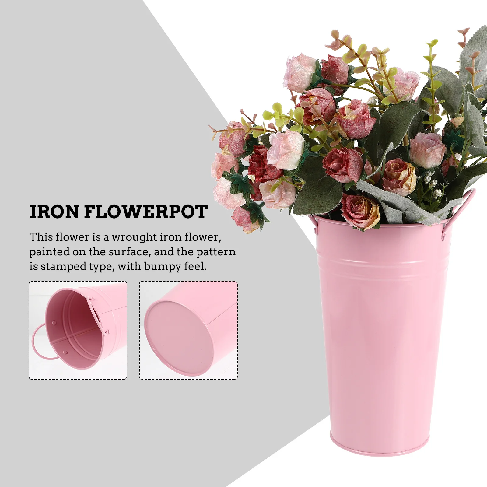 

2pcs Double Handle Flower Bucket Modern Colored Iron Metal Flowerpot For Home Garden Decor Iron Flower Container Garden Supplies