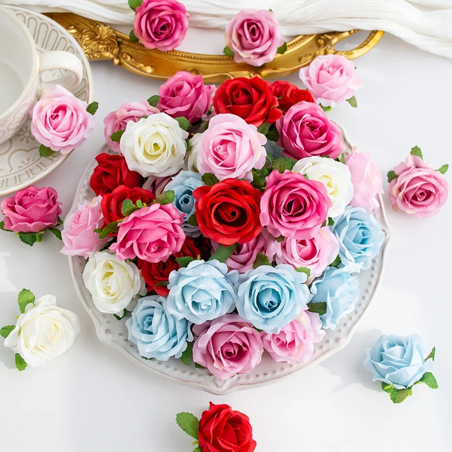 

Artificial Flowers Silk Rose Heads Home Wedding Wreath Garden Decor Christmas Outdoor Party DIY Gift Box Scrapbook Craft Hotsale
