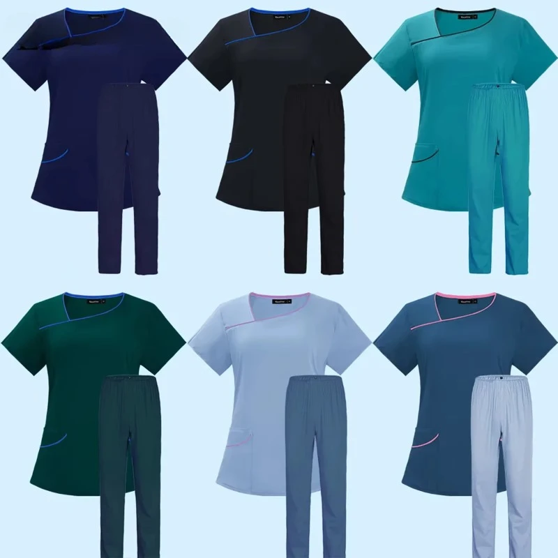 

Women Men Doctor Uniform Nursing Scrub Set Nurse Workwear Women Health Service Outfit Work Clothing Top And Pant Scrubs Uniforms